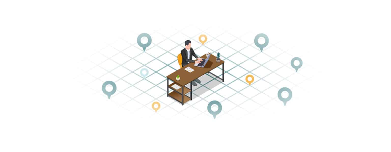 illustration d'un homme qui travaille sur son bureau en train de suivre des livraisons en temps réel
