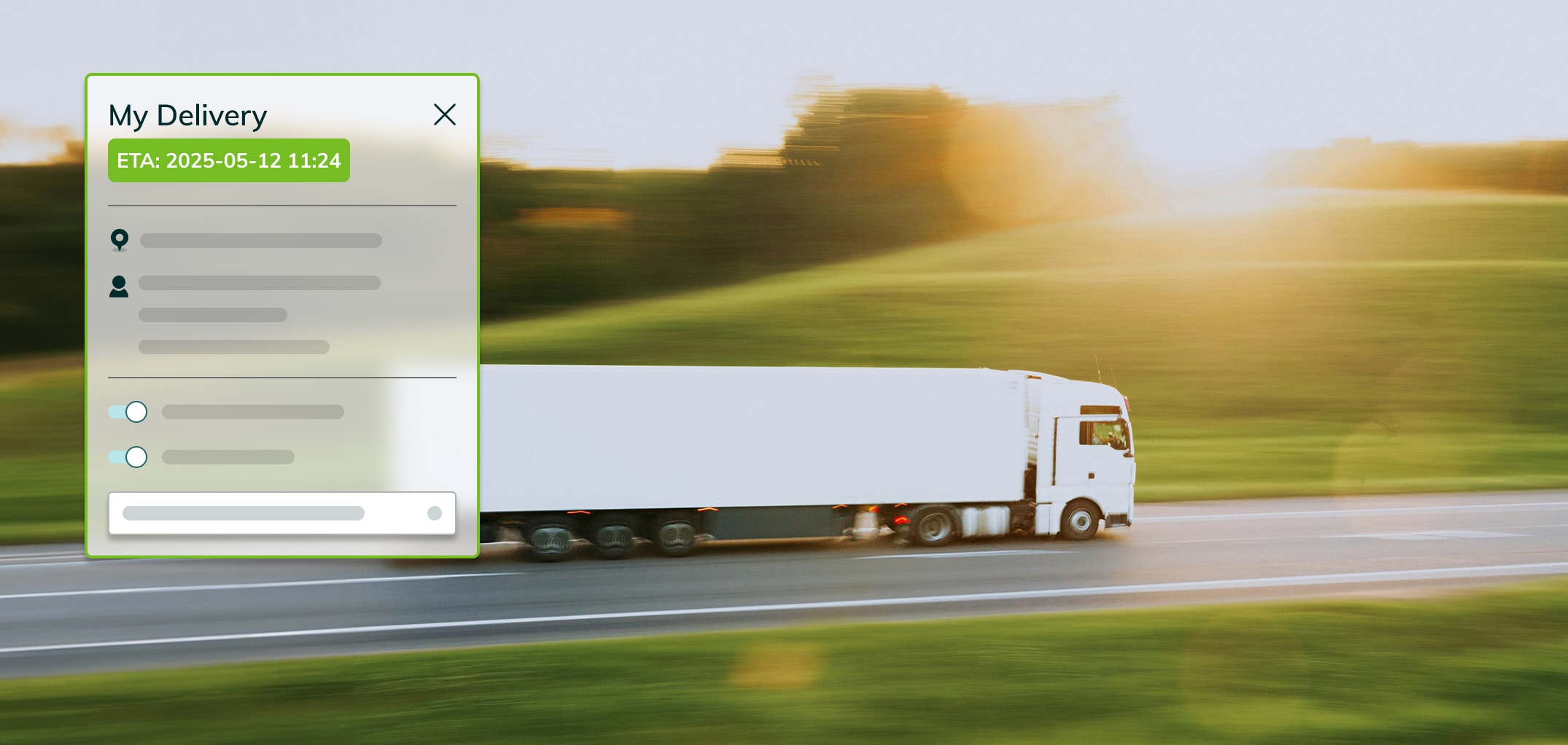 photo d'un camion de livraison suivi en temps réel